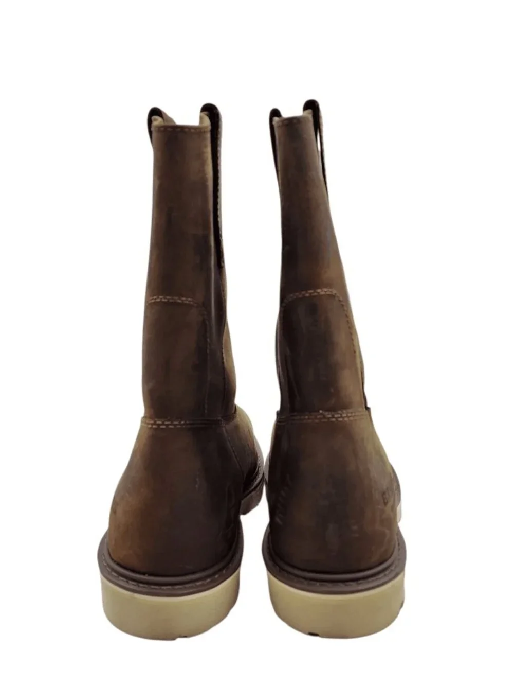 Brazos Men’s Waltham Wellington Steel‑Toe Work Boots Brown Leather Pull‑On Sz 12